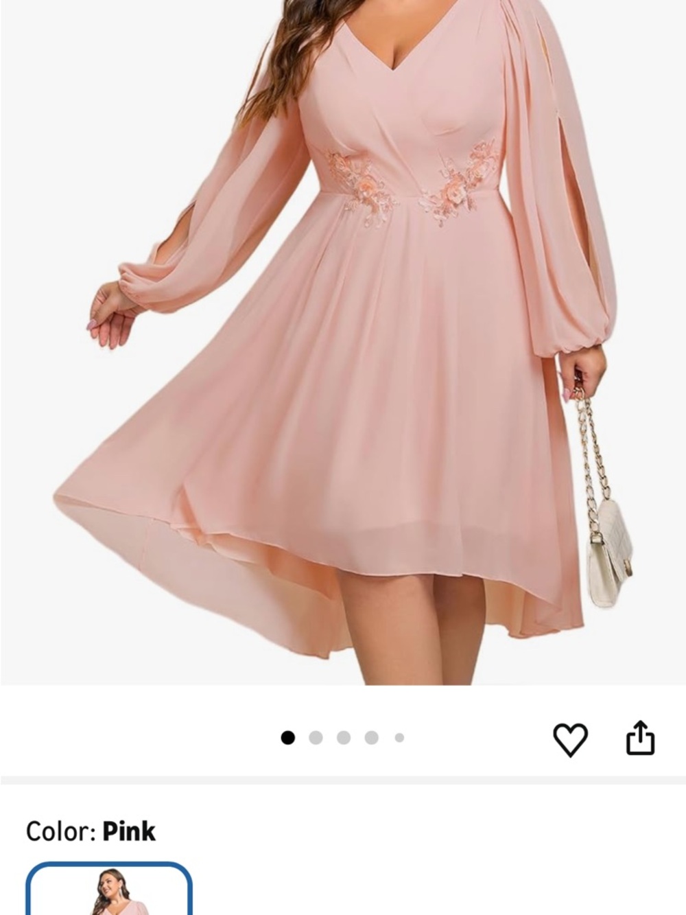 Ever Pretty Blush Pink V-Neck High-Low Chiffon Dress
